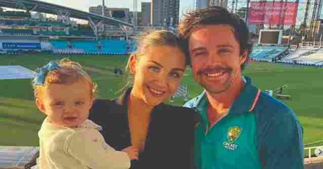 Australian batsman Travis Michael Head with his wife and daughter